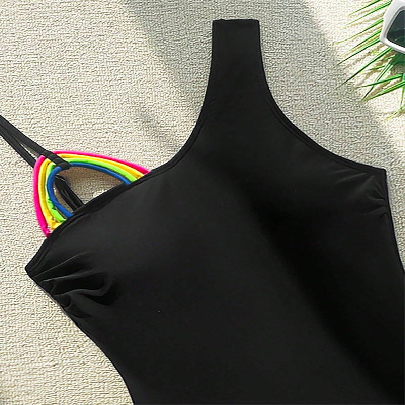 One-Shoulder Color-blocked Monokini for Women