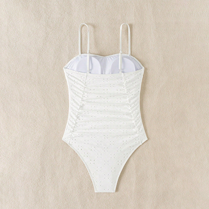 Strapless Breathable Cutout One-Piece Swimsuit for Women, Conservative and Slimming Design