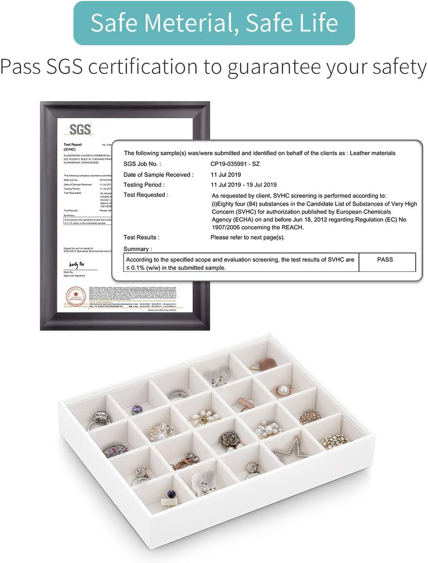 Jewelry Tray Jewelry Organizer for Drawer Jewelry Organizer Tray Jewelry Drawer Organizer Stackable Jewelry Organizer Trays Drawer Jewelry Organizer 20 Grids-White