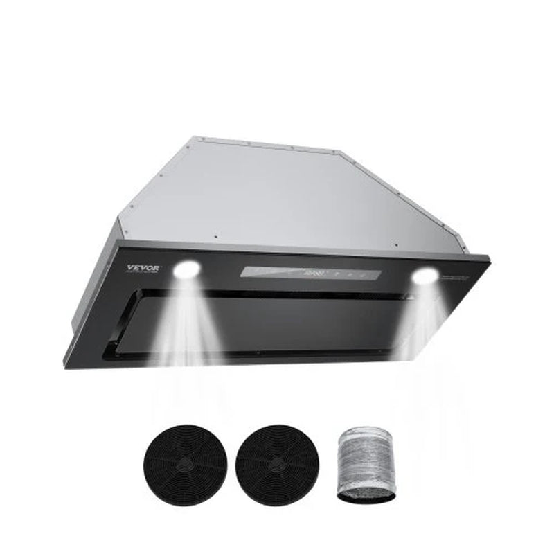 Range Hood Insert, 30 Inch Built-In Kitchen Vent Hood, 800CFM Stainless Steel Stove Hood, with Gesture & Touch Control, LED Light, Baffle Filters, 4-Speed Exhaust Fan, Ducted/Ductless Convertible