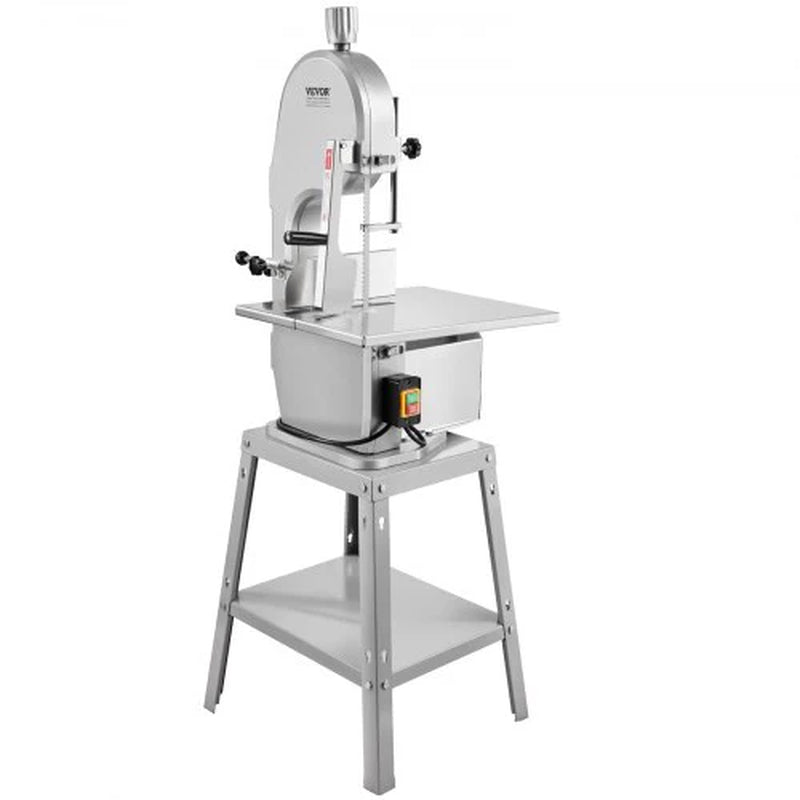 Electric Meat Saw, 1800W Stainless Vertical Cutter, 19.1'X15' Workbench, 7.09' Cutting Thickness, Includes 5 Blades for Slicing Frozen Meat, Pork, Beef, and Ribs