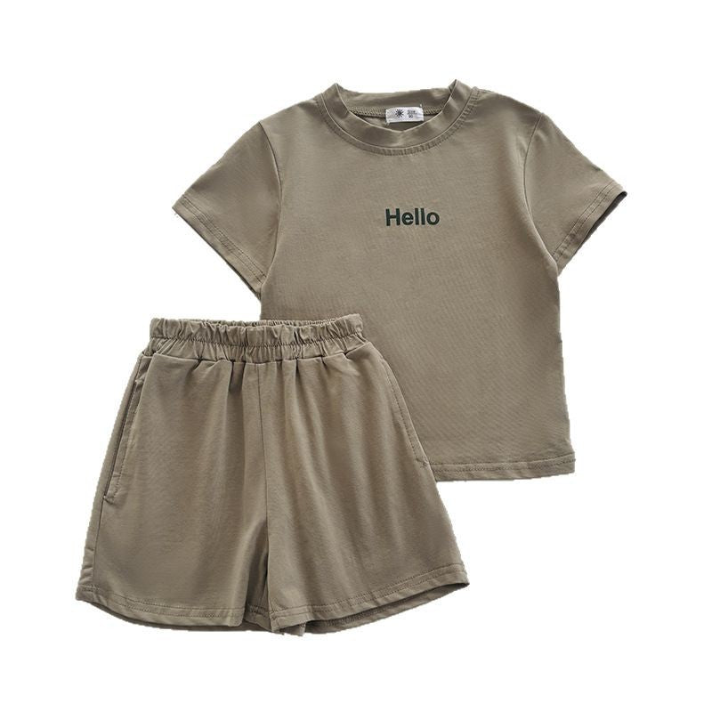 Cotton Kids' Short Sleeve T-Shirt, Children's Summer  Letter Print Top, Boys' and Girls' Casual Wear, Baby Clothing