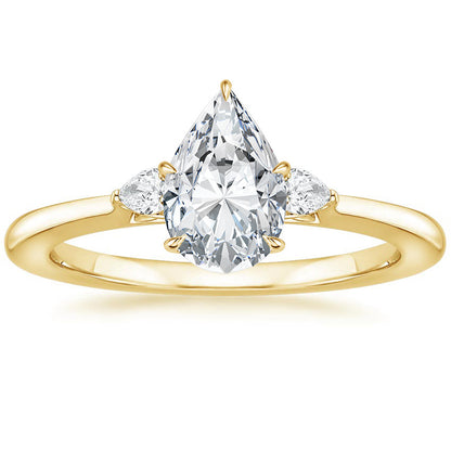 Fashion Luxury Three-Stone Diamond Ring 1 Carat Wedding Ring S925 Sterling Silver Plated 18K Gold Lab-Grown Diamond Ring for Women