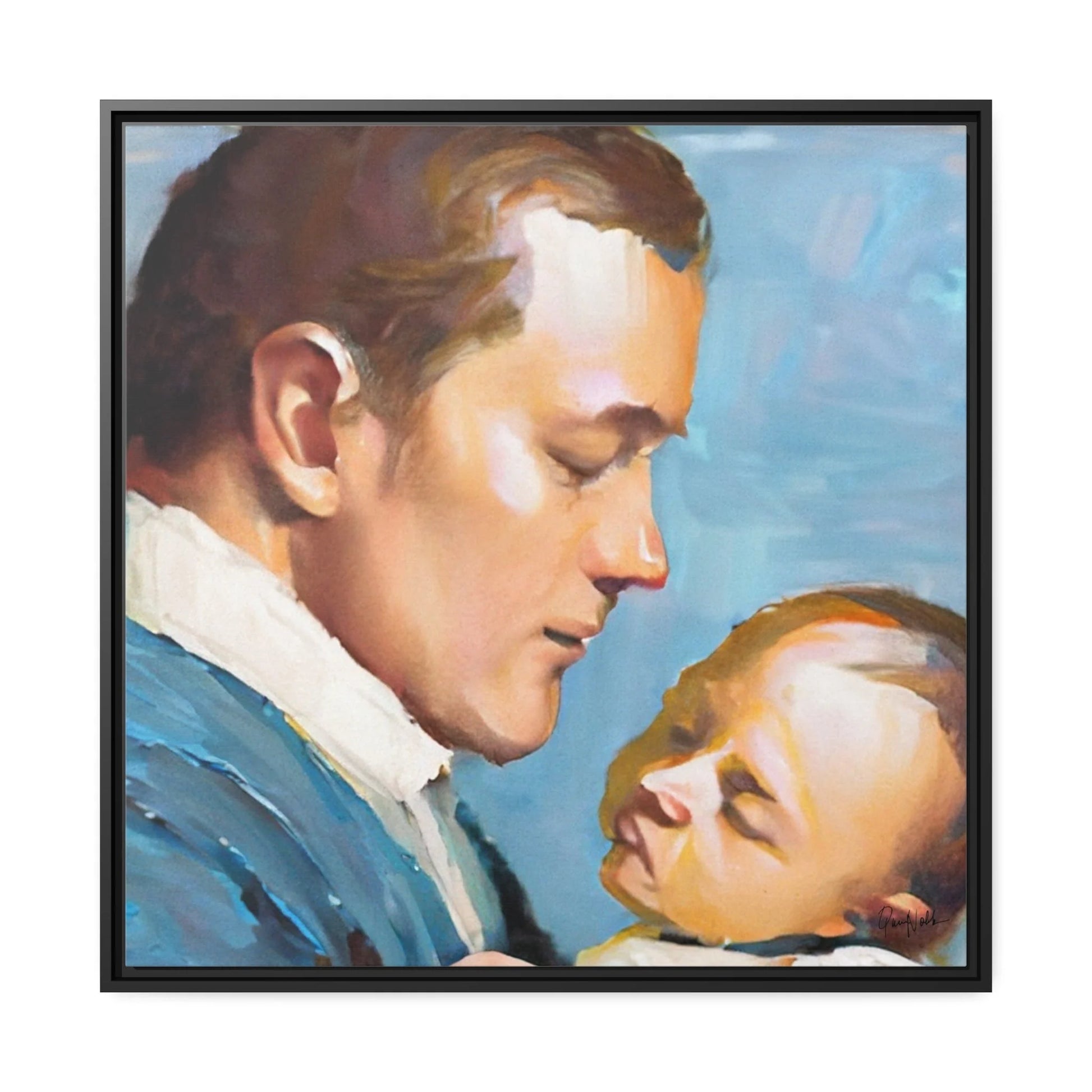 Framed Canvas Wall Art Father and Baby - by Queennoble