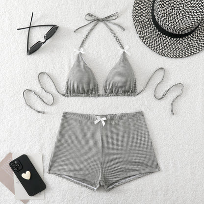High waisted boxer shorts bikini swimsuit