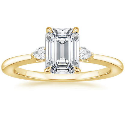 Fashion Luxury Three-Stone Diamond Ring 1 Carat Wedding Ring S925 Sterling Silver Plated 18K Gold Lab-Grown Diamond Ring for Women