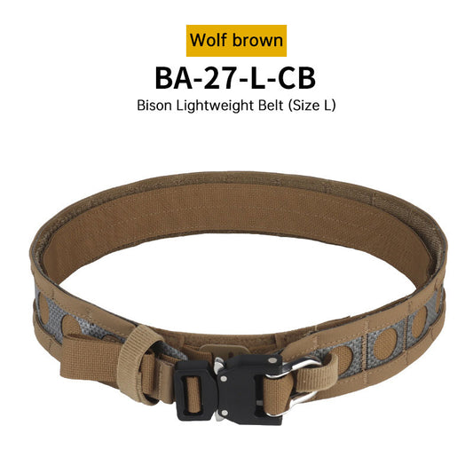 Tactical Two-Layer Battle Belt with Quick Detach Metal Buckle, MOLLE Hunting Combat Waist Belt for Airsoft Gear