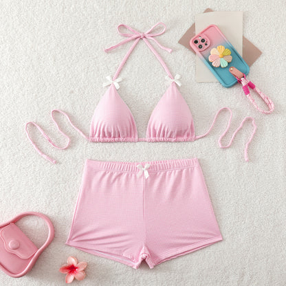 High waisted boxer shorts bikini swimsuit