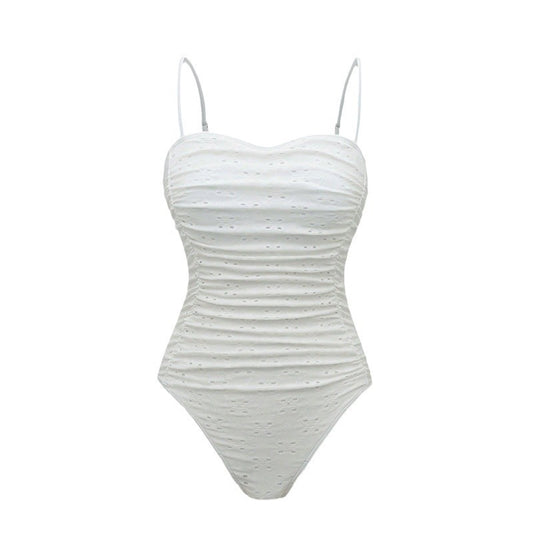 Strapless Breathable Cutout One-Piece Swimsuit for Women, Conservative and Slimming Design