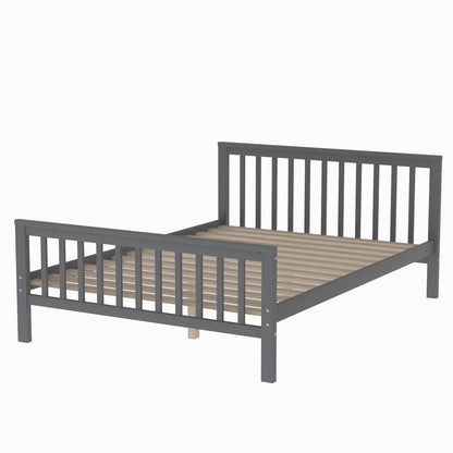 Twin over Full Loft Bed with Staircase Gray