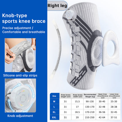 Adjustable Knob Knee Brace with Spring Support, Slim Shin Defender Basketball Knee Pads, Non-Slip Compression Sports Protector