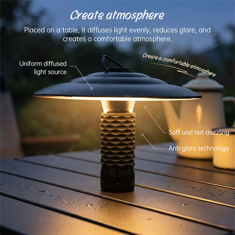Portable USB Rechargeable Light Bulb Tripod with Waterproof, Ultra-Light Hanging Shade, 3 Modes & 2600mAh Battery