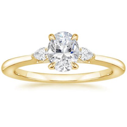 Fashion Luxury Three-Stone Diamond Ring 1 Carat Wedding Ring S925 Sterling Silver Plated 18K Gold Lab-Grown Diamond Ring for Women