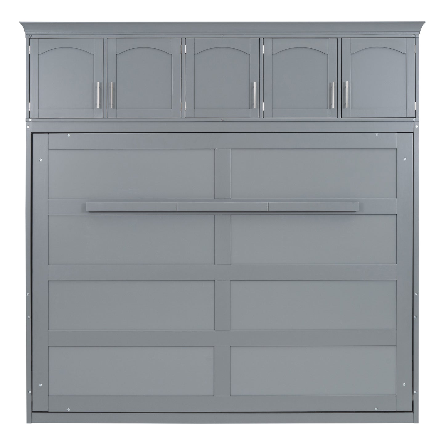 Full Size Murphy Bed Wall Bed with Top Cabinets,Gray