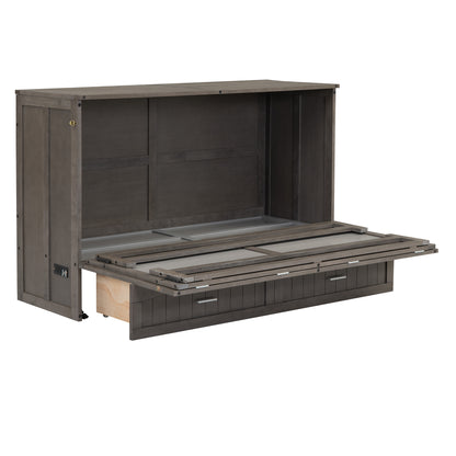 Queen Size Murphy Bed with Built-In Charging Station  Antique Grey