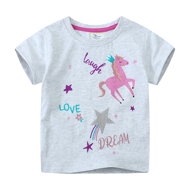 Kids Unicorn Print Short Sleeve T-Shirt Spring Summer New Fashion Children's Top Factory