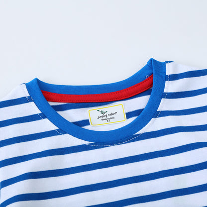 Cartoon Embroidery Round Neck Short Sleeve T-Shirt for Kids