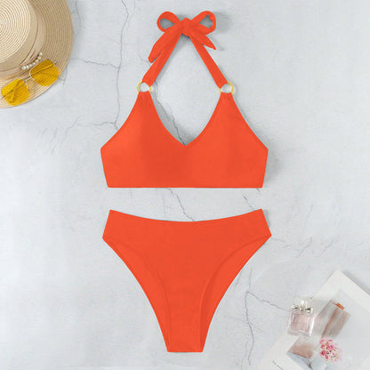 Bikini Set with Underwire and Neck Strap, Sexy Two-Piece Swimsuit for Women