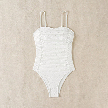 Strapless Breathable Cutout One-Piece Swimsuit for Women, Conservative and Slimming Design