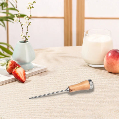 1 Pc Ice Pick with Wooden Handle Plated Steel Ice Breaking Tool Stainless Steel Ice Crusher for Ice Breaking at Home and Bar Great for Breaking Ice in Freezer, 8.86 Inch, Khaki