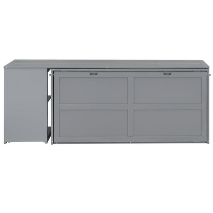 Queen Size Murphy Bed with Rotable Desk  Gray