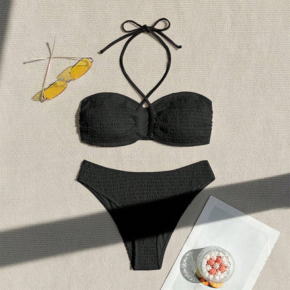 Neck Tie Bikini Swimwear for Women, Beach Hot Spring Bathing Suit,