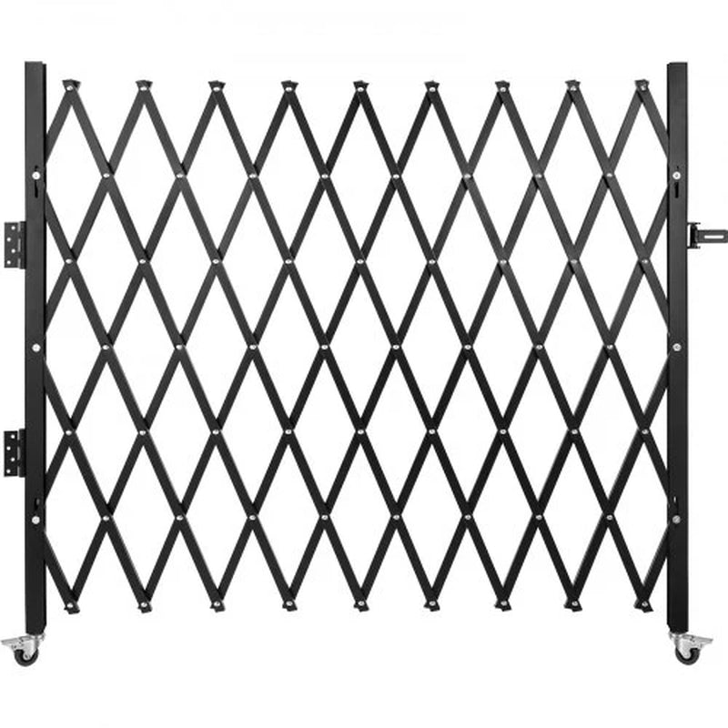 Single Folding Security Gate, 7 Ft H X 7 Ft W Folding Door Gate, Steel Accordion Security Gate, Flexible Expanding Security Gate, 360¡Ã Rolling Barricade Gate, Scissor Gate/Door with Padlock