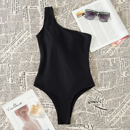One-Shoulder Monokini Swimwear for Women, Conservative Beach Bathing Suit
