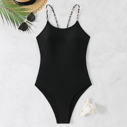 Leopard print women's one-piece swimsuit