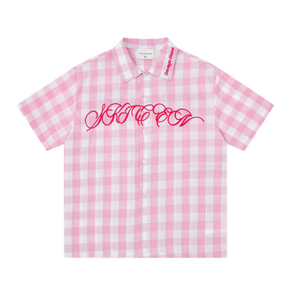 Embroidered short sleeves with letters