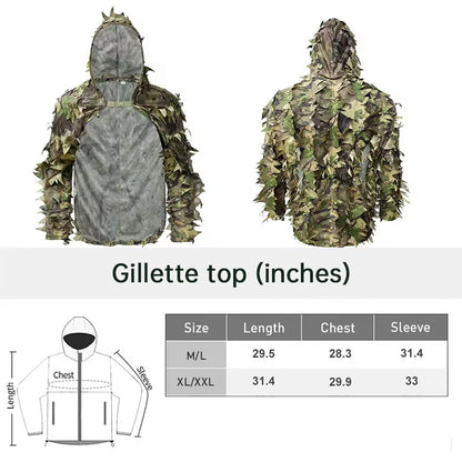 Tactical Ghillie Suit with Hat, Breathable 3D Leafy Sniper Cloak Coat for Hunting, Airsoft, Paintball, CS & Outdoor Wargame