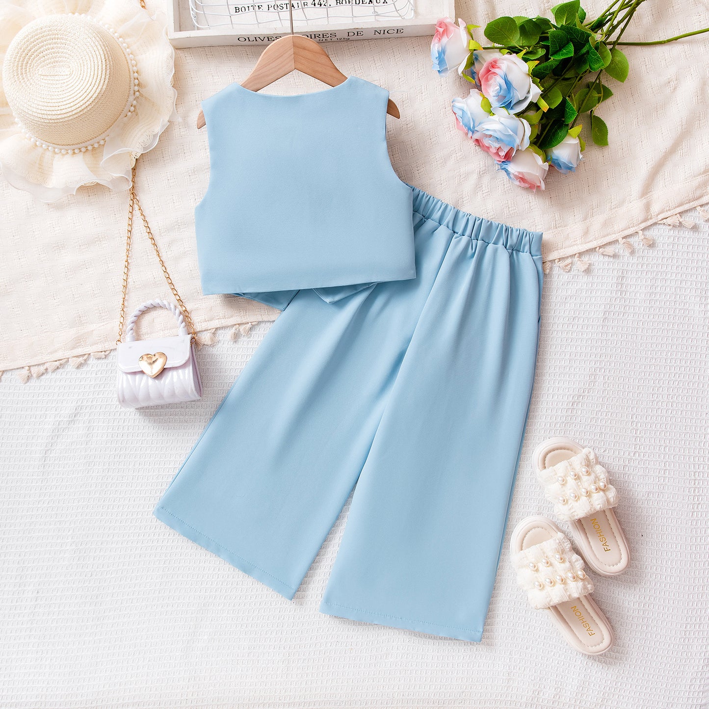V-neck top and pants set