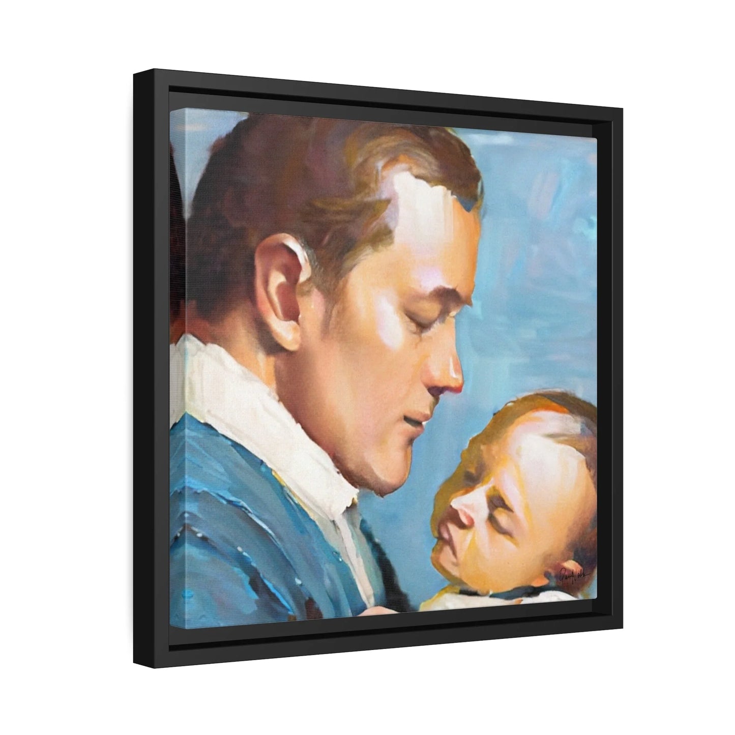 Framed Canvas Wall Art Father and Baby - by Queennoble