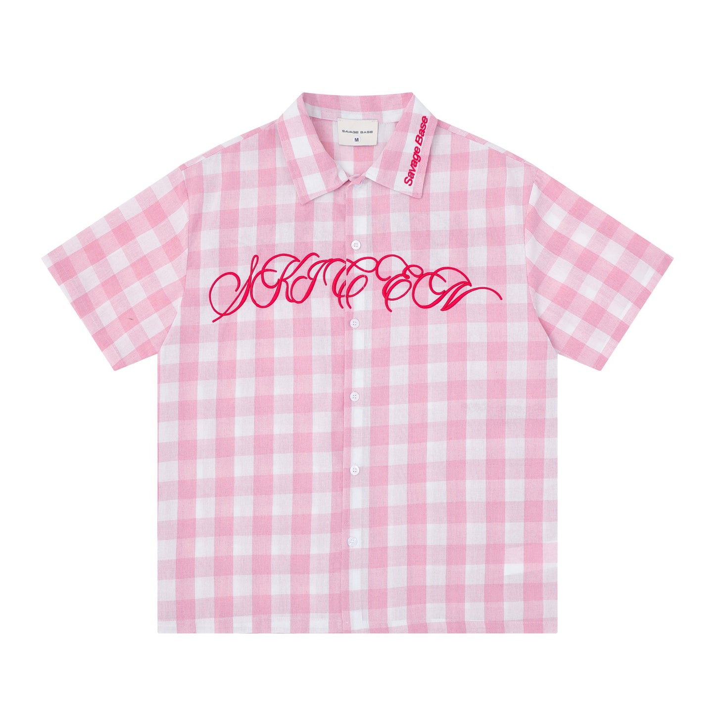 Embroidered short sleeves with letters