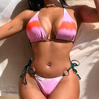 Swimsuit Split Resort Seaside Lace Gradient Color