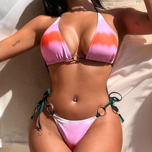 Swimsuit Split Resort Seaside Lace Gradient Color