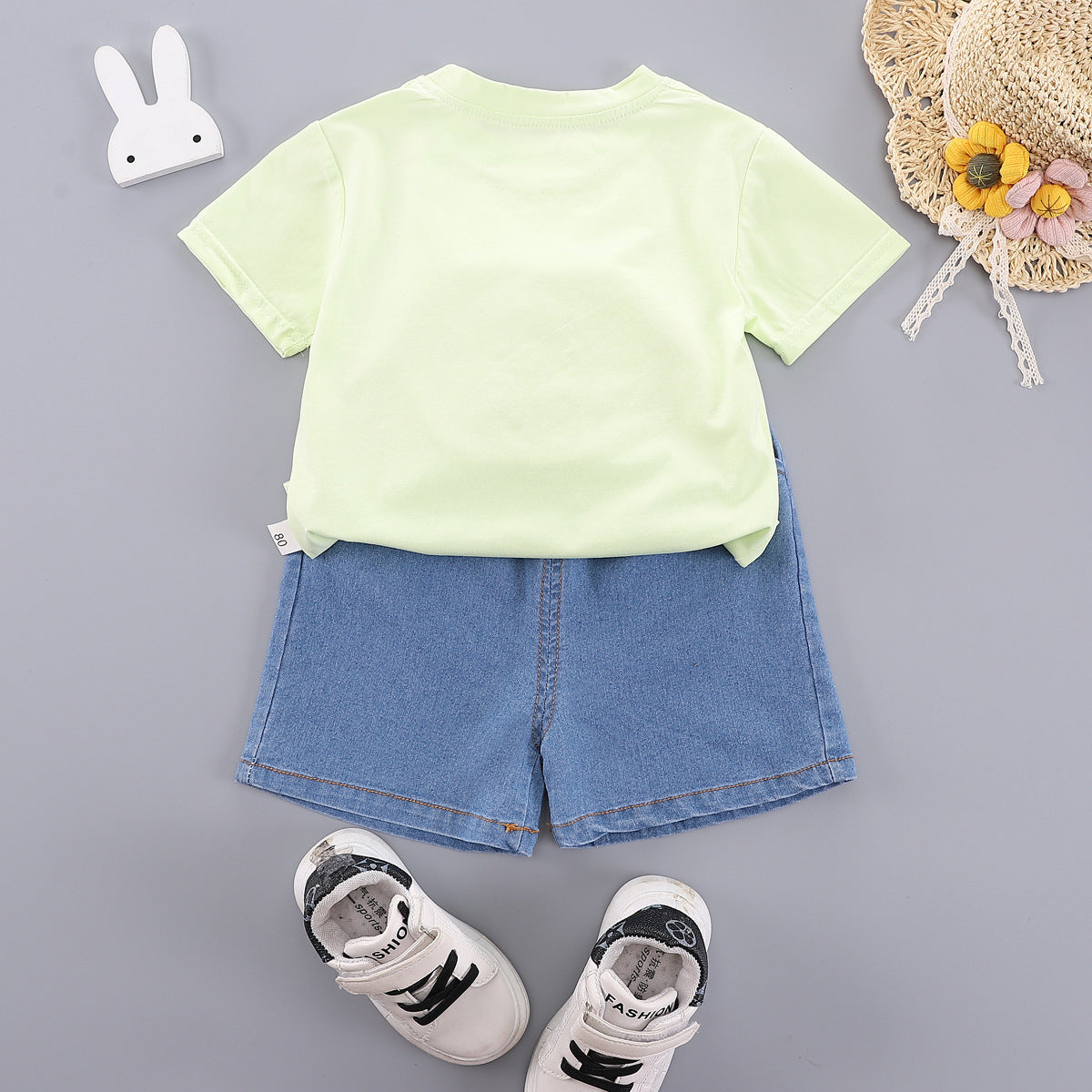 Round neck short sleeved top set