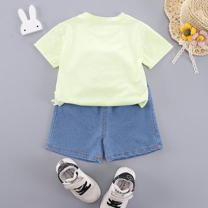 Round neck short sleeved top set
