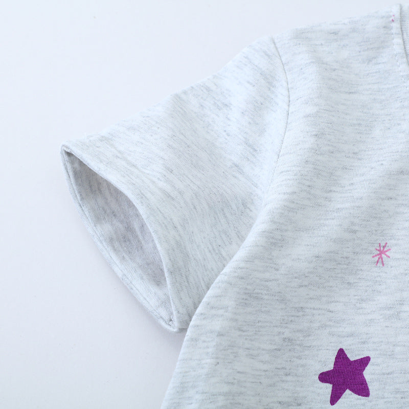 Kids Unicorn Print Short Sleeve T-Shirt Spring Summer New Fashion Children's Top Factory