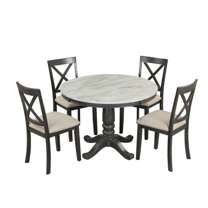 Orisfur 5 Pieces Dining Table and Chairs Set for 4 Persons Kitchen Room Solid Wood Table with 4 Chairs