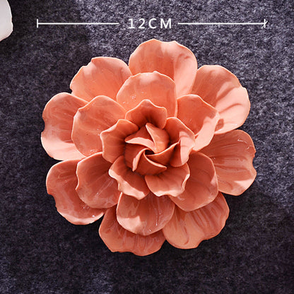 Ceramic 3D Wall Flowers - Hand-Painted Peony, Rose & Camellia Wall Decor for Wedding & Gift