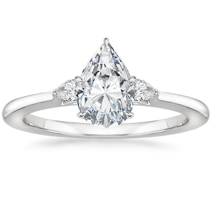 Fashion Luxury Three-Stone Diamond Ring 1 Carat Wedding Ring S925 Sterling Silver Plated 18K Gold Lab-Grown Diamond Ring for Women