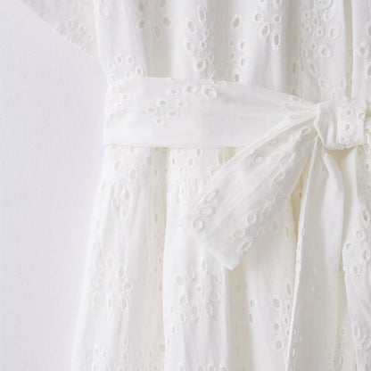 Elegant hollowed out embroidered dress