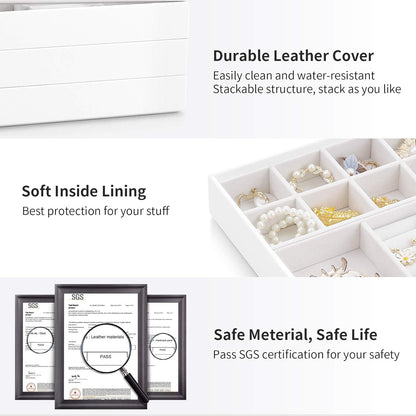 Jewelry Tray Jewelry Organizer for Drawer Jewelry Organizer Tray Jewelry Drawer Organizer Stackable Jewelry Organizer Trays Drawer Jewelry Organizer 20 Grids-White
