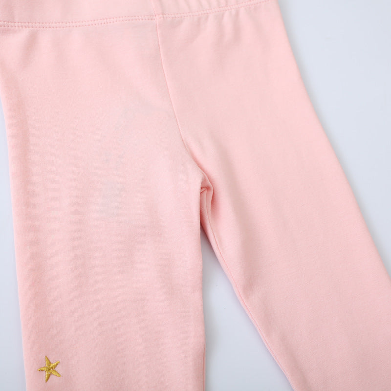 Spring and Autumn Cotton Pants for Women, Elastic Bottoming Tights for Girls, Kids' Stretchy Leggings, Outerwear for Toddlers and Children