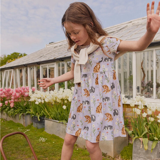 Style Children's Dress for Girls, Summer New Arrival, Cartoon Print, Round Neck, Princess Dress