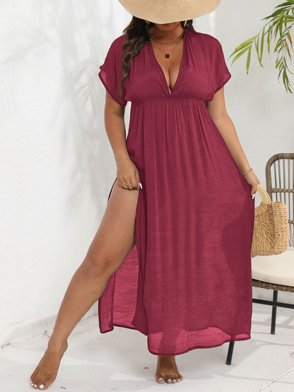 Lady Long Dress Beach Cover-Up Plus Size Women's Fitted Waist Dress