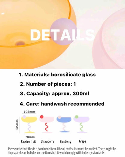 Jelly Bean Wine Glass Set - Whimsical Eclectic Dopamine Cocktail Coupe