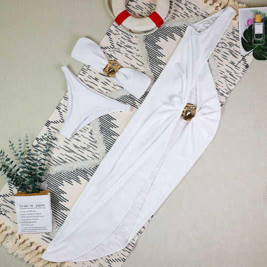 White Bikini Three-Piece Set
