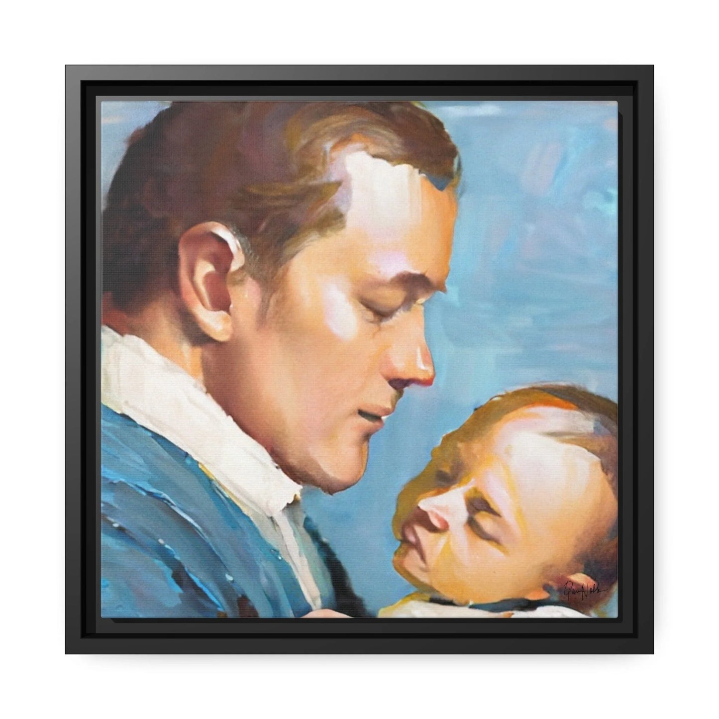 Framed Canvas Wall Art Father and Baby - by Queennoble
